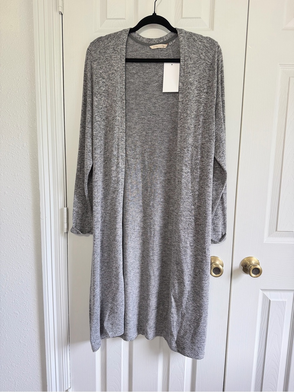Soft Surroundings Gray Heather Long Open Cardigan Duster Sweater PM petite M